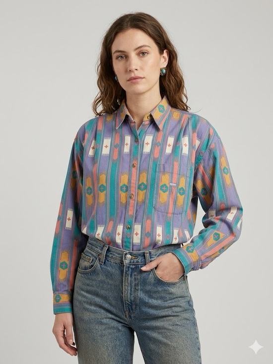 Levi's Tops - Vintage Levi's Western Shirt Southwestern Aztec Pattern Button Down Top M